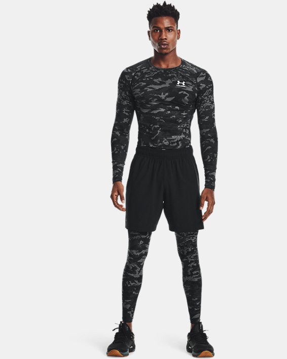 Men's HeatGear® Armour Camo Long Sleeve, Black, pdpMainDesktop image number 2